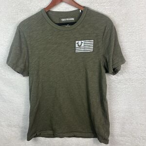 True Religion T-Shirt‎ Men M Military Green Crew Neck Short Sleeve Horseshoe